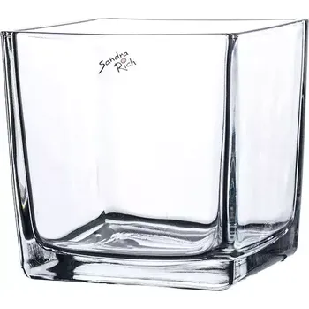 Váza Sandra Rich Hranatá skleněná váza, výška: 140 mm, průměr: 140 mm