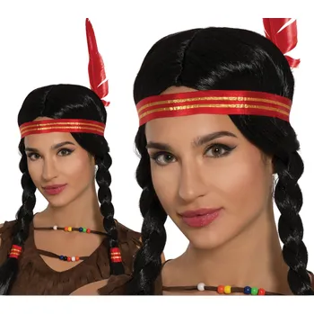 Karnevalová paruka Dámská indiánská paruka s čelenkou