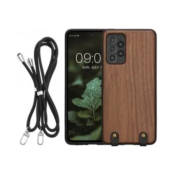 Dřevěné pouzdro pro Samsung Galaxy A52 - tmavě hnědá