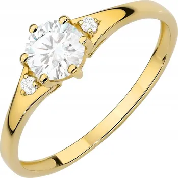 Prsten PRSTÝNEK PRSTEN 585 14k s bílým Zirkon , vel. 21