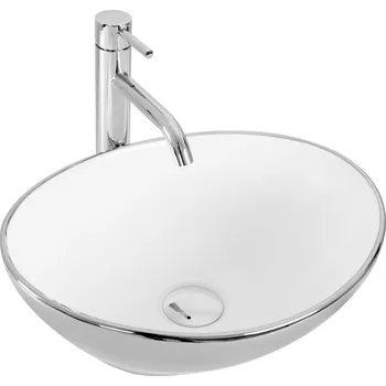 Keramické umyvadlo na desku REA BASARO HERA bílá/stříbrná