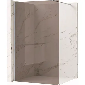 Bezrámová sprchová zástěna REA FLEXI 90 cm, chrom/hnědá kouřová - bez vaničky