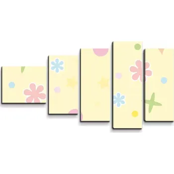 Obraz Sablio Obraz - 5-dílný Květiny na žluté - 100x60 cm