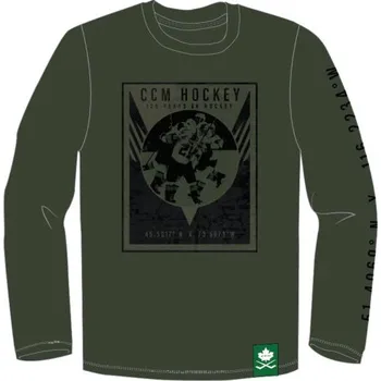 Pánské tričko CCM Triko CCM Nostalgia Poster LS SR, Barva DGRN, Velikost XXL 922395