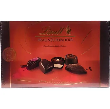 Čokoláda LINDT PRALINÉS FEINHERB - bonboniéra - 6 druhů pralinek z tmavé čokolády - 125g