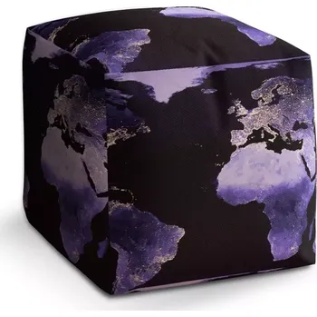 Taburet Sablio Taburet Cube Světelná mapa světa: 40x40x40 cm