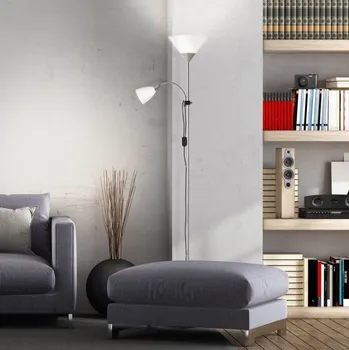 Stojací lampa Brilliant 93008/05 Stojanová lampa SPARI ŠEDÁ čtecí rameno