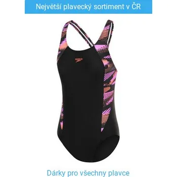 Dívčí plavky Speedo Hyperboom Splice Muscleback Black/Purple 128cm