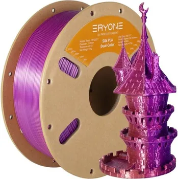 Duální hedvábný filament 1,75 mm Tmavě fialová růžová a oranžová 3 kg Lesklý přechod pro dekorativní modely hladké vrstvy tvoření