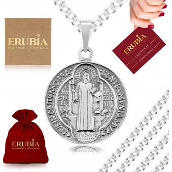 Řetízek STŘÍBRNÝ ŘETÍZEK PÁNSKÝ RYZOSTI 925 S PŘÍVĚSKEM MEDAILE SV. BENEDIKTA PRO NĚJ