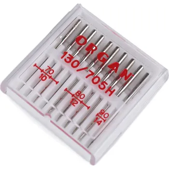 Strojové jehly universal sdružené 70; 80; 90; 100 Organ, velké, 1 nikl