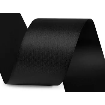 Stuha Atlasová hedvábná stuha oboulící šíře 40 mm matná, střední, 900 černá