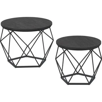 Nábytek 2x designový černý konferenční stolek diamant moderní industriální styl