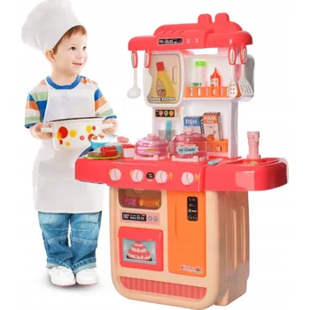 Dětská kuchyňka DĚTSKÁ KUCHYŇKA VODA KOHOUTEK ZVUKY SVĚTLA HOŘÁK