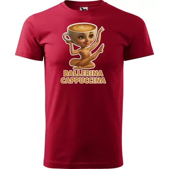 Sablio Tričko s potiskem Ballerina cappuccina - Italian Brainrot - červené 5XL