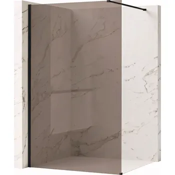 Bezrámová sprchová zástěna REA FLEXI BLACK 80 cm, černá/hnědá kouřová - bez vaničky