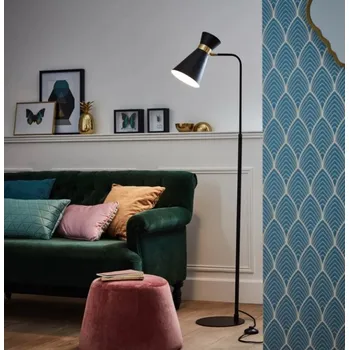 Stojací lampa Brilliant 64458/86 Stojací lampa GOLDY zlato-černá