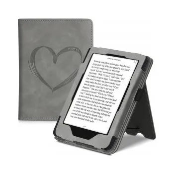 Flipové pouzdro s designem srdce pro Tolino Shine 3 - šedá