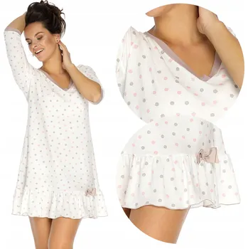 Dámské noční prádlo Vivisence 2034 bílá bavlna NOČNÍ košile KOŠILE L