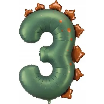 Balónek Foliový balónek Číslice 3 Číslo Třetí narozeniny Dinosaurus Dino 92 cm