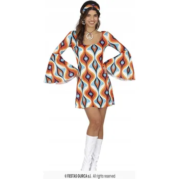Karnevalový kostým Kostýmní Kostým Barevné disko Šaty 70. let hippie tanečnice Karneval , L