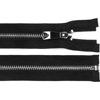 Zip Kovový zip No 5 délka 60 cm s ozdobným jezdcem - 2 černá stříbrná