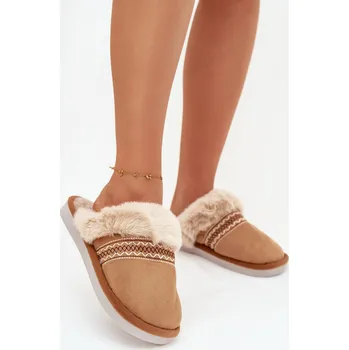 Dámské polobotky Dámské pantofle s kožešinou a výšivkou Camel Devianne 36/37