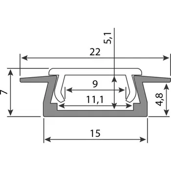 LED osvětlení McLED ML-761.024.02.3 Vestavný hliníkový profil VR 22x7 mm včetně mléčného difuzoru 3 m
