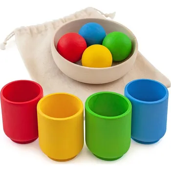 Společenská hra Montessori hračka Ulanik Kuličky v kelímcích - základní sada, 4 cm