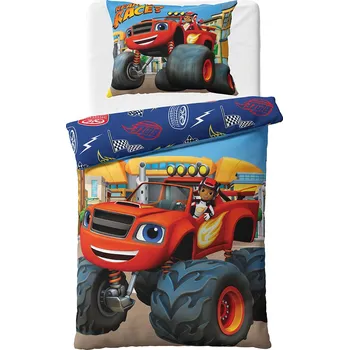 Povlečení Carbotex Plamínek a Čtyřkoláci Připraven na závod 140 x 200, 70 x 90 cm zipový uzávěr