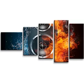 Obraz Sablio Obraz - 5-dílný Ohnivý reproduktor - 100x60 cm