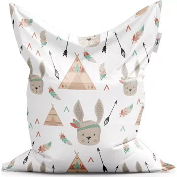 Sedací pytel Sablio Sedací vak Classic Zajíci u stanu - 150x100 cm