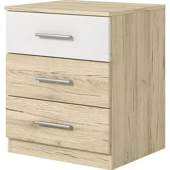 Noční stolek Noční stolek Beta - Helvetia Dub San Remo Světlý/Bílý 47x56 cm