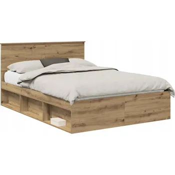 Postel Rám postele Umělecký dub 140 x 190 cm Masivní borové dřevo