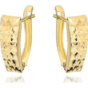 Náušnice Náušnice zlaté 585 plíšky zdobené diamantováním anglické zapínání 14K dárek