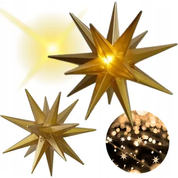 Vánoční dekorace LED hvězda zlatá, 10 cm, 16 paprsků