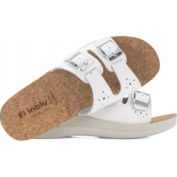 Dámské pantofle INBLU VR-7B Dámské zdravotní pantofle korkové na klínku NAZOUVÁKY 36 Bílé