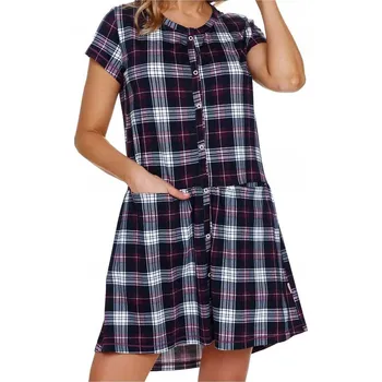 Dámská noční košile Košile Doctor Nap noční košile vínová s krátkým rukávem nad noční velikost L