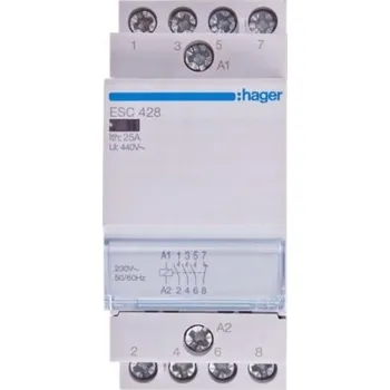 Stykač Stykač ESC428 HAGER 230VAC 3NO+1NC 25A AC-7a/b