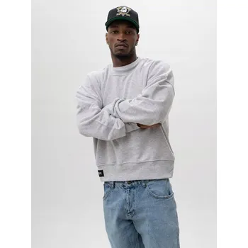 Pánská mikina MIKINA BEZ KAPUCE OVERSIZE Pánská ŠEDÁ Jigga Hladká Bavlna diagonální XL