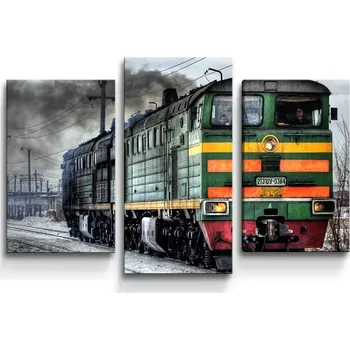 Obraz Sablio Obraz - 3-dílný Lokomotiva - 75x50 cm