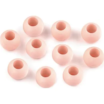 Dětské navlékací korálky Plastové korálky matné s velkým průvlekem 10x12 mm, velké, 4 (6) pudrová