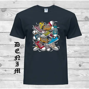 Pánské tričko panske-levne-bavlnene-tricko-digi-potisk-vtipne-tenisky Barva: Denim - riflovina, velikost: S