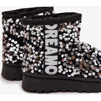 Dívčí sněhule Dětské sněhule/boty s flitry Rebbica – černo-stříbrné Velikost: 33