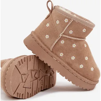 Dívčí obuv Dětské sněhule zdobené květinami Gracina – béžové Velikost: 22