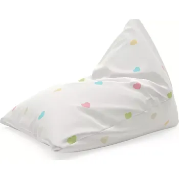 Sedací pytel Sablio Sedací vak Triangl Barevná srdíčka na béžové: 120 x 100 x 100 cm