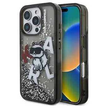 Pouzdro na mobilní telefon Karl Lagerfeld Liquid Glitter Scattered Choupette Zadní Kryt pro 16 Pro