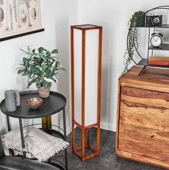 Stojací lampa Brilliant 93093/09 Stojanová lampa SEASIDE 120cm textilie + DŘEVO