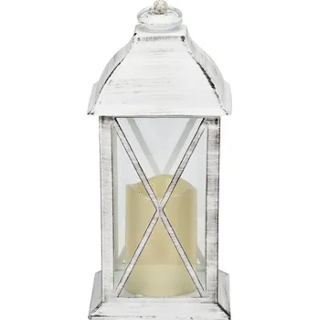 Plastová LED lucerna bílá s patinou 31x14x14 cm