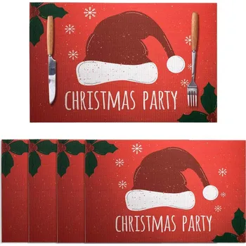 prostírání Prostírání na stůl červené s vánočním motivem 45x30 cm, sada 4 ks